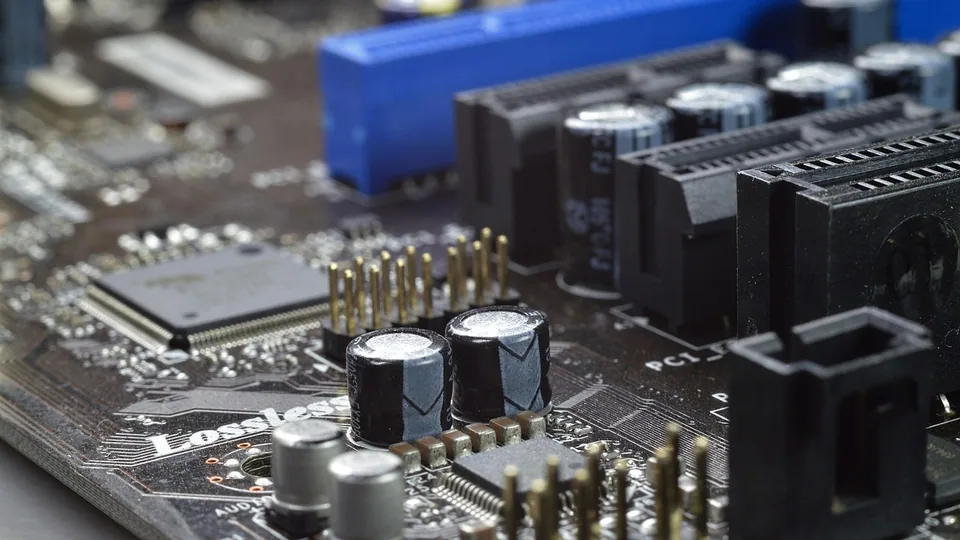A circuit board photographed close up